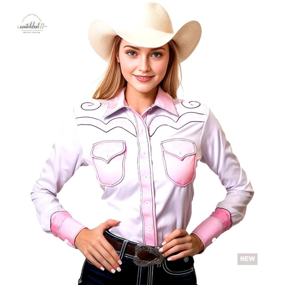 Long Sleeve Western Snap Button Down Work Shirt Regular Fit Polyester Blend